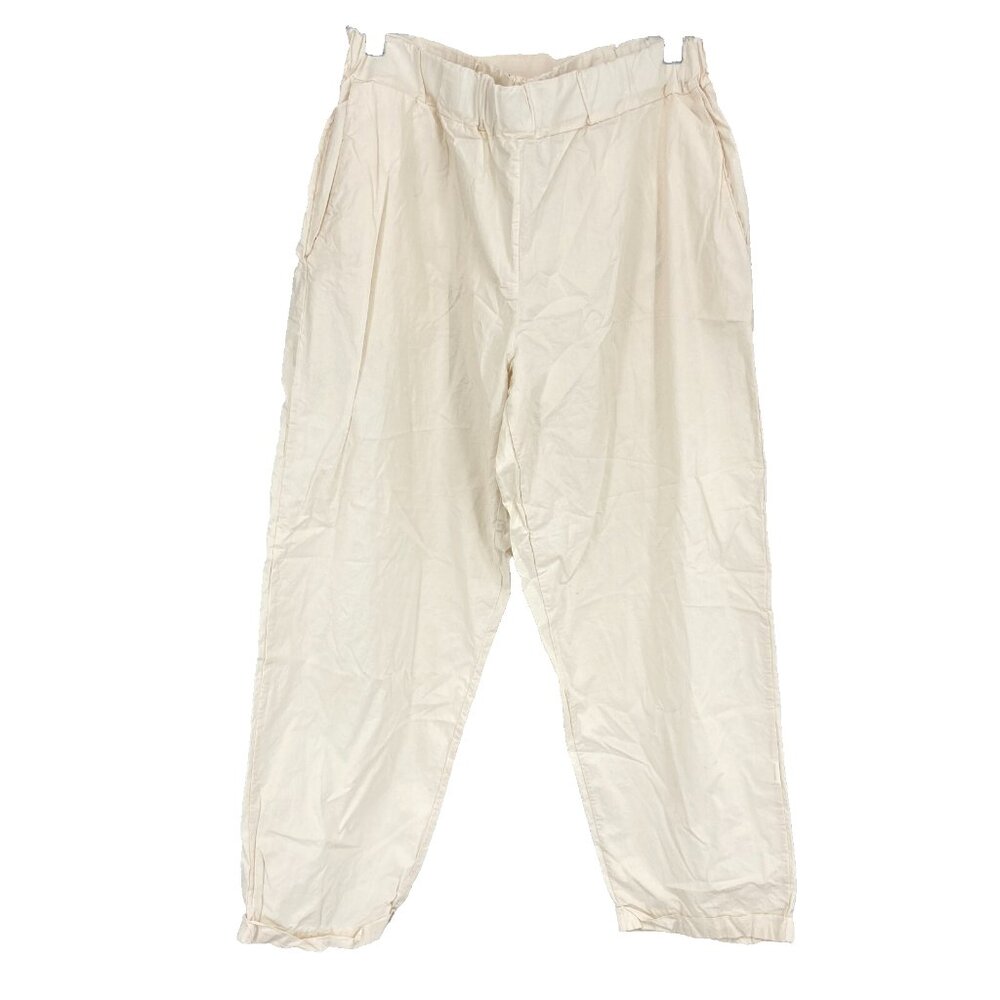 Labo.art Women 3 US L Panta Vela Clara Pant Beige Barrel Leg Pull On Minimalist